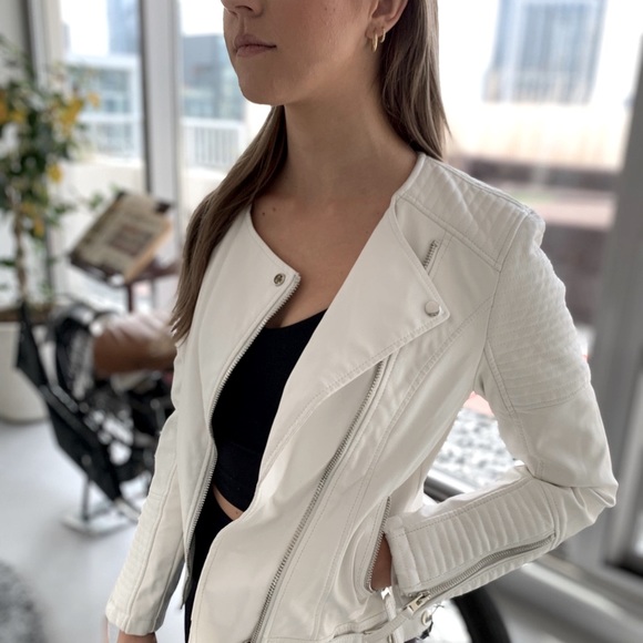 Topshop Jackets & Blazers - Topshop White Faux Leather Jacket